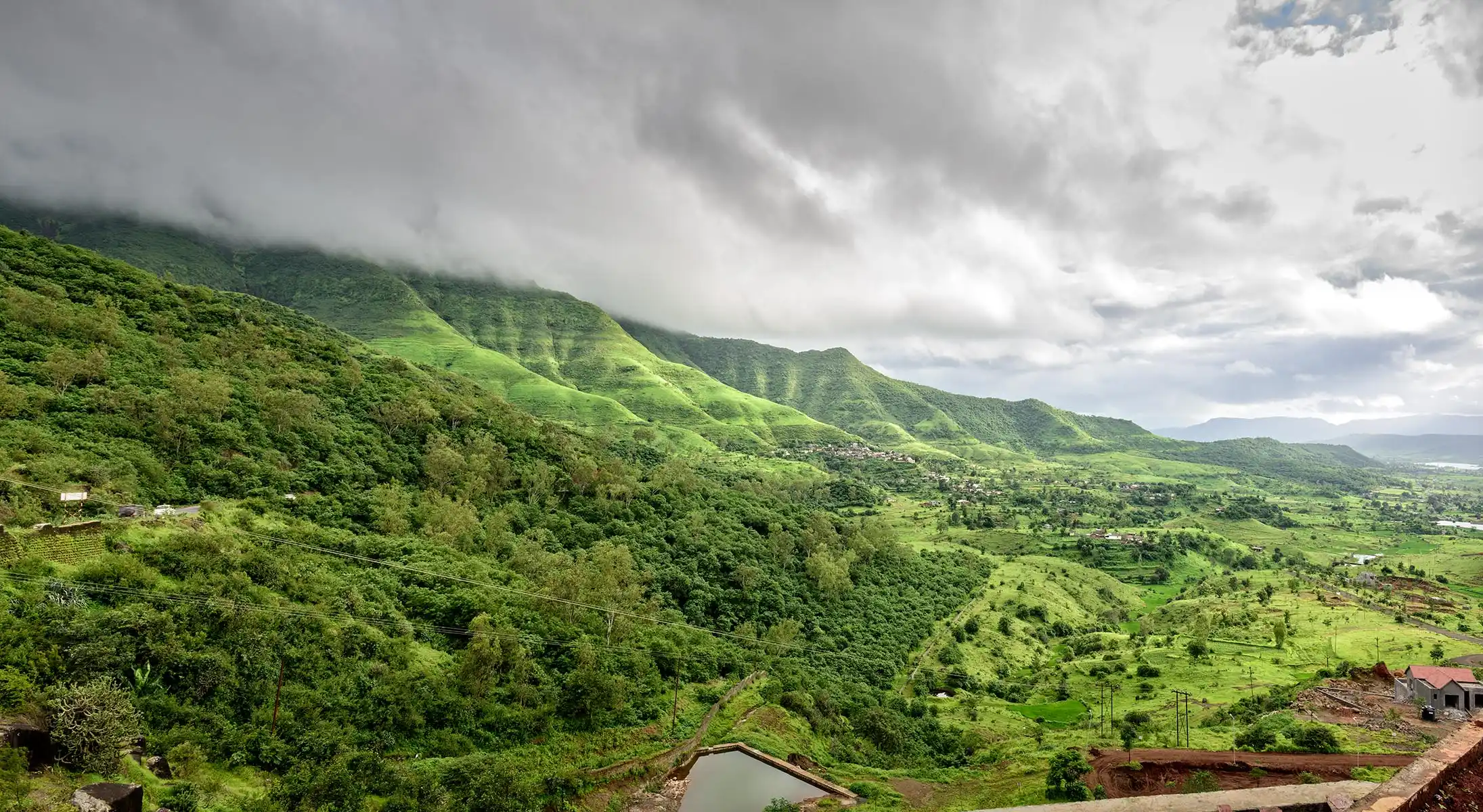 Royal Roots location at the foothills of Purandar Fort near Pune